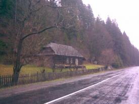 Дерев'яний будинок під лісом, біля мінерального джерела